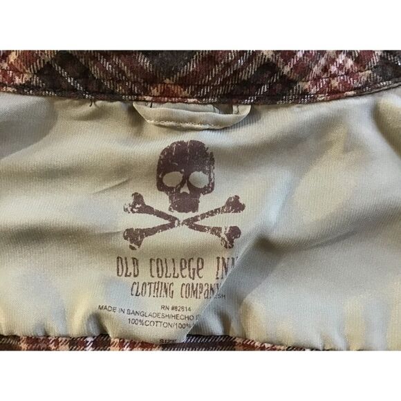 Old Country Inn Brown Plaid Flannel Shirt Size L 100% Cotton Western - Picture 4 of 6